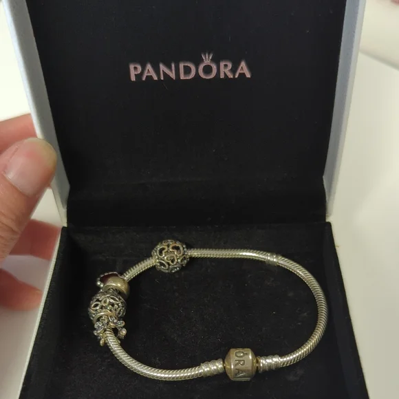 Pandora Ball Heart Flower Charm Bracelet Silver classic preppy magnetic - Picture 2 of 5